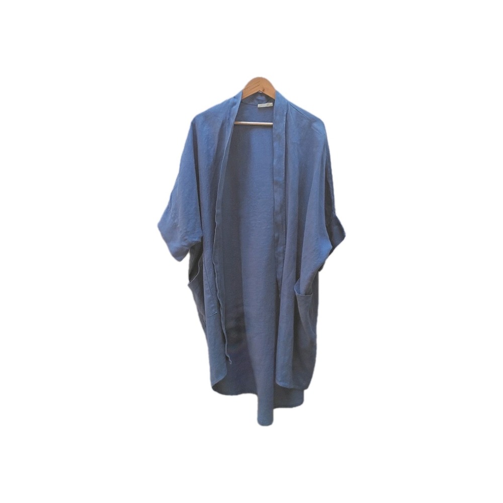 Linen Fairytales Blue Longline Cardigan Open Front Linen 2XL 3XL Lagenlook